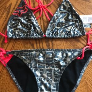 Fox silver and coral/red bikini size medium